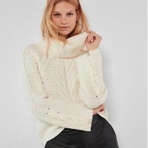 Express Cowl Neck Cable Knit Sweater